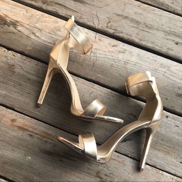 Shoes - ♡ Gold Ankle Strap Heels